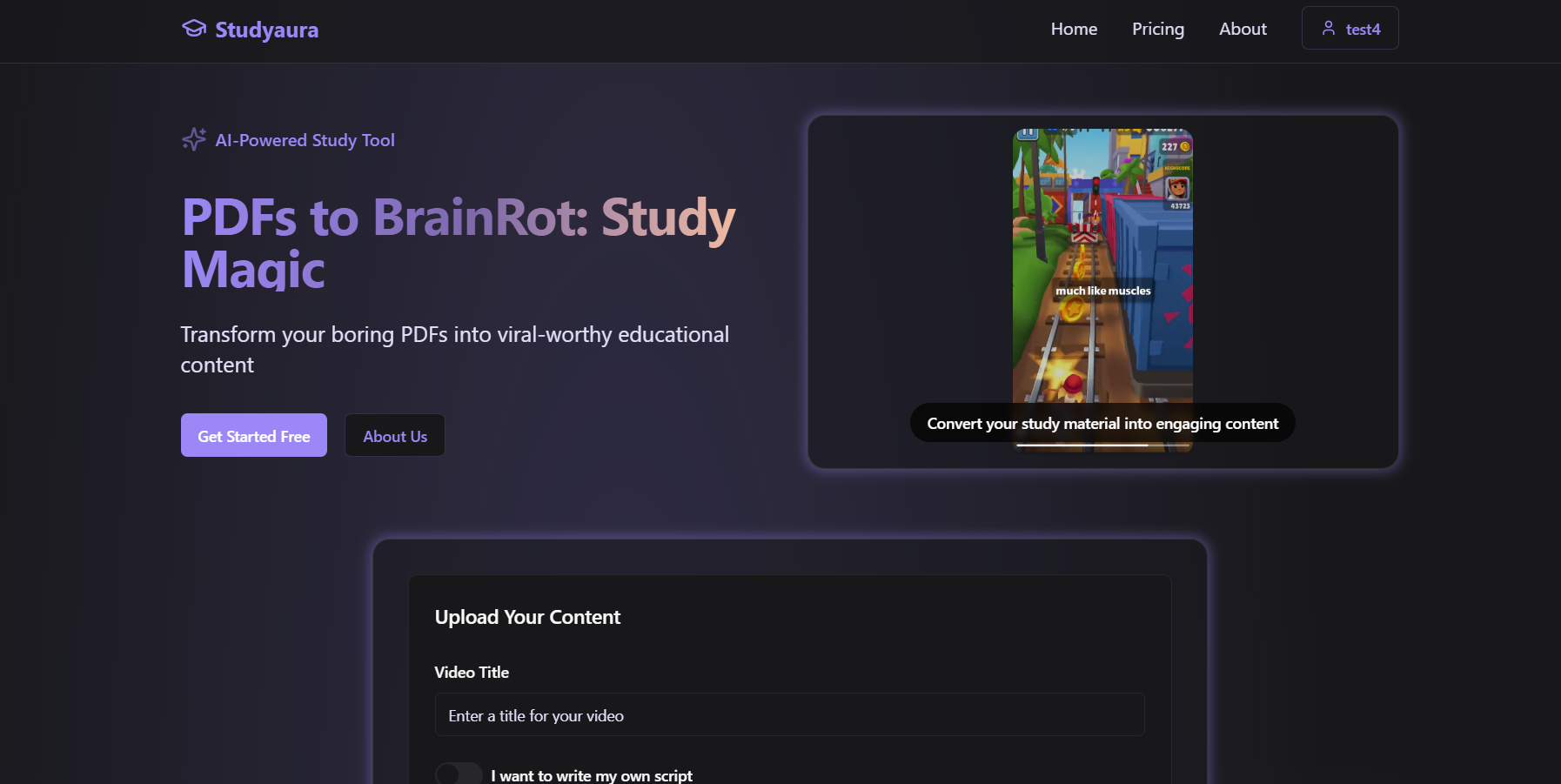 Show HN: Study Material to Brainrot Videos